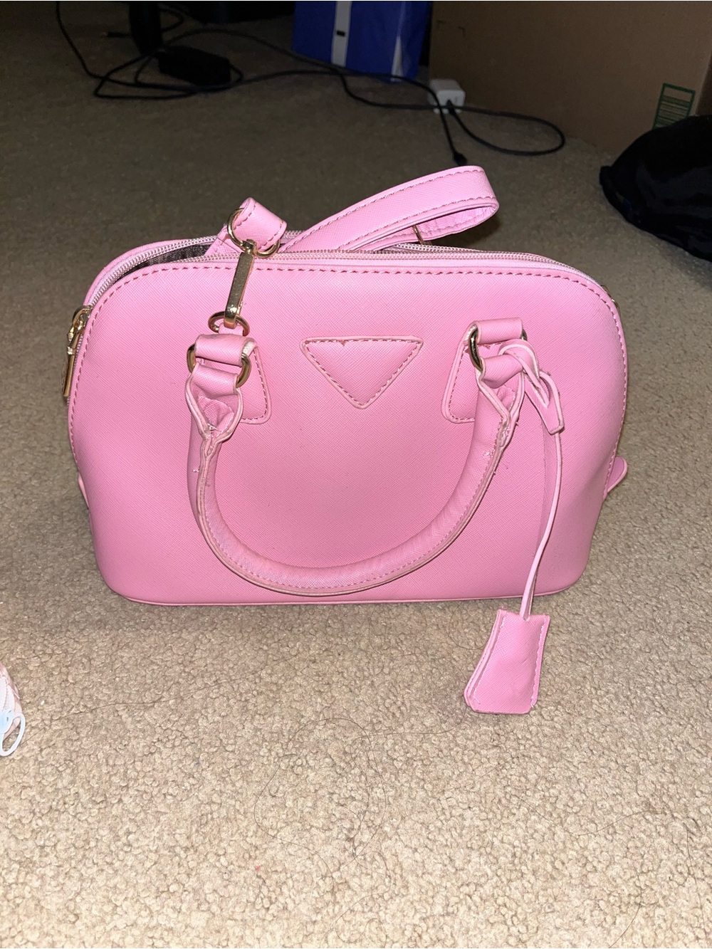 pink satchel handbag